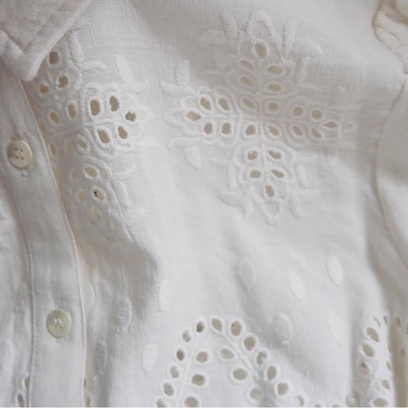 Sezane Cream Eyelet Mini Dress with Belt - Picture 4 of 5